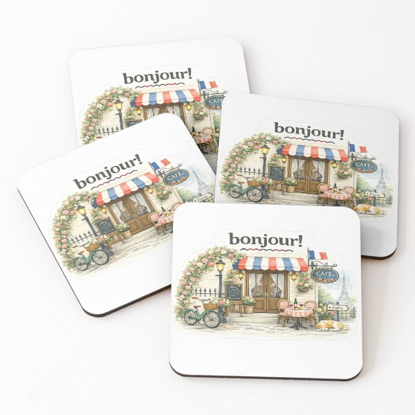 Item preview, Bonjour Paris Café – Cozy French Watercolor Illustration designed and sold by StrayaDesign.