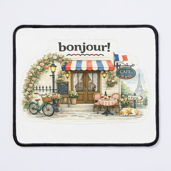 Item preview, Bonjour Paris Café – Cozy French Watercolor Illustration designed and sold by StrayaDesign.