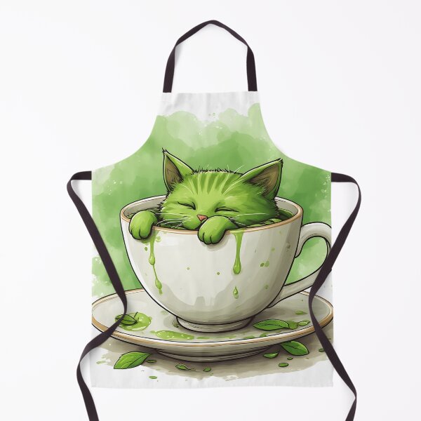 Item preview, Cute Matcha Cat in Tea Cup Kawaii Illustration designed and sold by Karolina’s Cozy Creations.