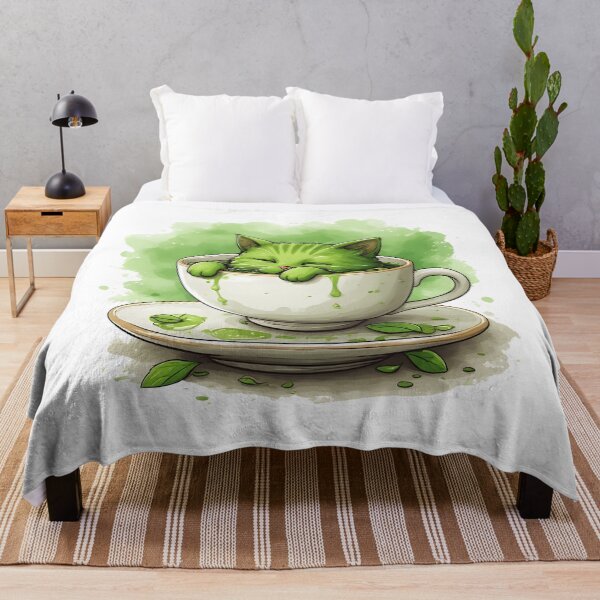 Item preview, Cute Matcha Cat in Tea Cup Kawaii Illustration designed and sold by Karolina’s Cozy Creations.