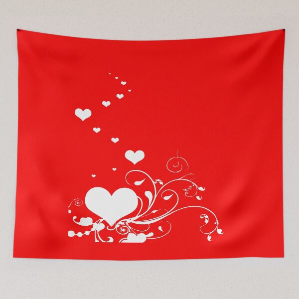 Item preview, Hearts And Elegant Curling Flourishes Minimal Illustration White designed and sold by taiche.