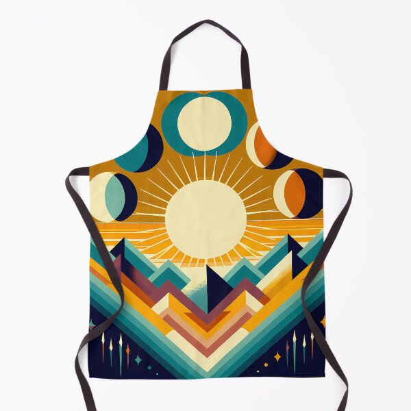 Item preview, Geometric Sun and Moon Phases Over Mountains designed and sold by InkSmithery.