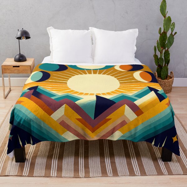 Item preview, Geometric Sun and Moon Phases Over Mountains designed and sold by InkSmithery.