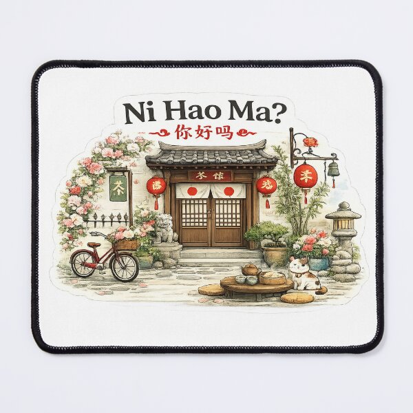 Item preview, Ni Hao Ma? Cozy Chinese Tea House Illustration designed and sold by StrayaDesign.