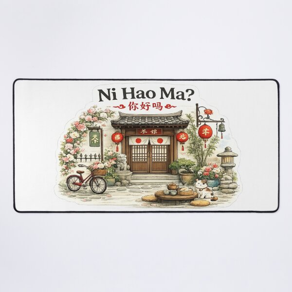 Item preview, Ni Hao Ma? Cozy Chinese Tea House Illustration designed and sold by StrayaDesign.