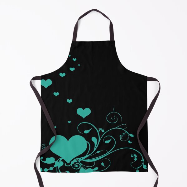 Item preview, Hearts And Elegant Curling Flourishes Minimal Illustration Teal designed and sold by taiche.