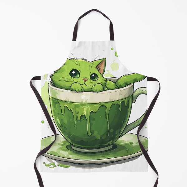 Item preview, Cute Matcha Cat in Green Tea Cup Kawaii Illustration designed and sold by Karolina’s Cozy Creations.