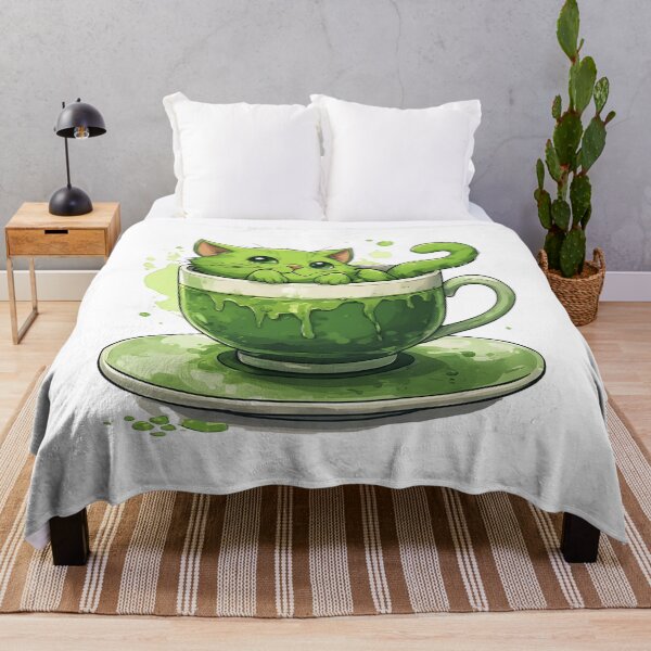 Item preview, Cute Matcha Cat in Green Tea Cup Kawaii Illustration designed and sold by Karolina’s Cozy Creations.