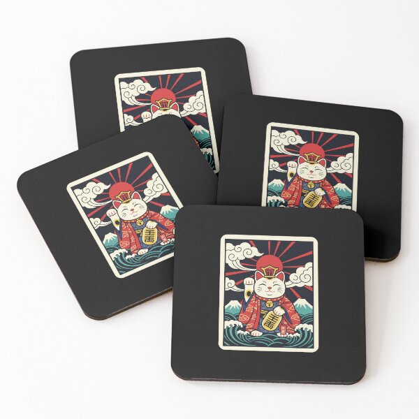 Item preview, 千万両 Maneki Neko Lucky Cat Japanese Wave Rising Sun Art designed and sold by JordynLadukeg65.