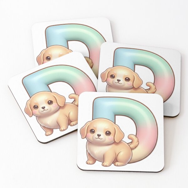 Item preview, Kawaii Dog Alphabet Letter D – Cute Pastel 3D Nursery & Teacher Sticker designed and sold by Rose Collection Shop.