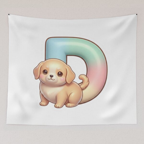 Item preview, Kawaii Dog Alphabet Letter D – Cute Pastel 3D Nursery & Teacher Sticker designed and sold by Rose Collection Shop.