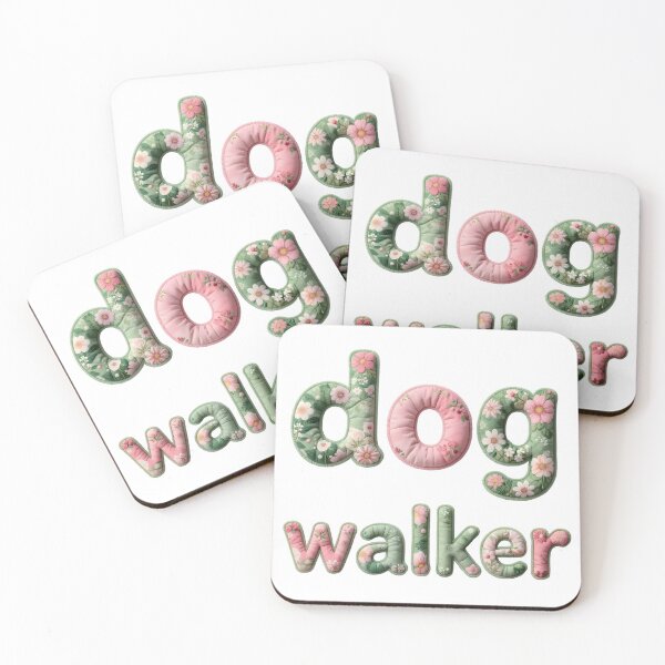Item preview, DOG WALKER - IN FLORAL FAUX LETTERING designed and sold by AlexOBrienArt.