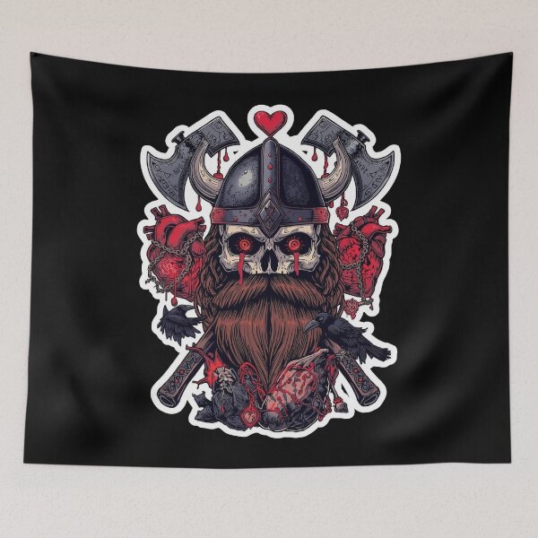 Item preview, Viking Skull Anatomical Hearts and Nordic Crows designed and sold by Bone & Blade.