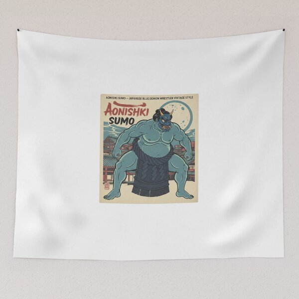 Item preview, Aonishki Sumo - Japanese Blue Demon Wrestler Vintage Style designed and sold by PopPizzazz.