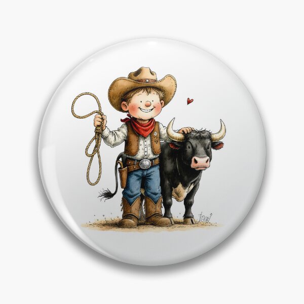 Item preview, Cute Little Cowboy Kid with His Friendly Bull designed and sold by MaciejRudzinsky.
