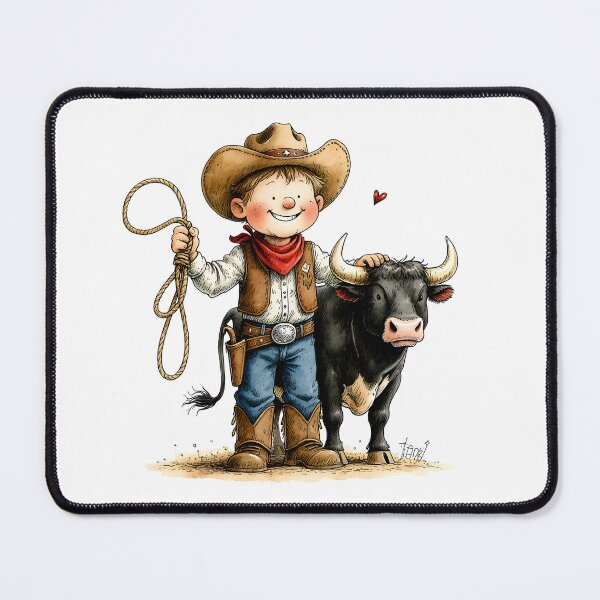 Item preview, Cute Little Cowboy Kid with His Friendly Bull designed and sold by MaciejRudzinsky.