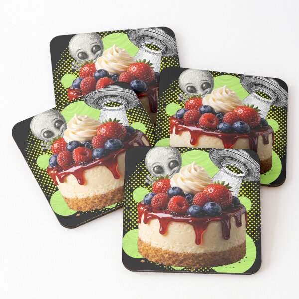 Item preview, Alien Cheesecake Dessert Illustration – Cute UFO Sci-Fi Food Art designed and sold by MeghannsMinimalMeals.