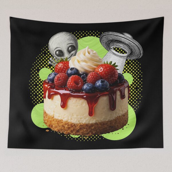 Item preview, Alien Cheesecake Dessert Illustration – Cute UFO Sci-Fi Food Art designed and sold by MeghannsMinimalMeals.
