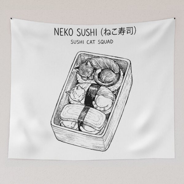 Item preview, The Sushi Cat Squad - Japanese Neko Cat designed and sold by bapupa.