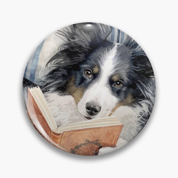Item preview, Cute border collie dog reading a book in a bed designed and sold by FlowerFolie.
