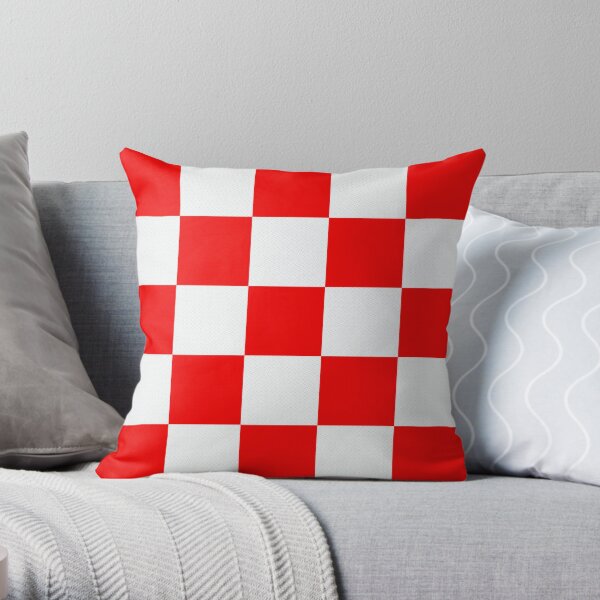 Croatian Red and White Squares Throw Pillow