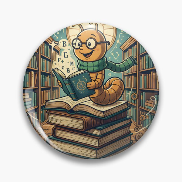 Item preview, Bookworm Wisdom – Curious Caterpillar in the Library designed and sold by ReykorShop.
