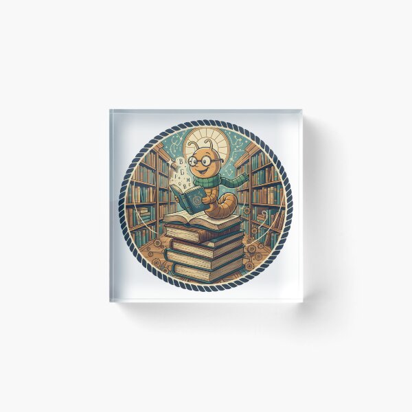Item preview, Bookworm Wisdom – Curious Caterpillar in the Library designed and sold by ReykorShop.