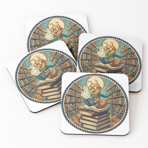 Item preview, Bookworm Wisdom – Curious Caterpillar in the Library designed and sold by ReykorShop.