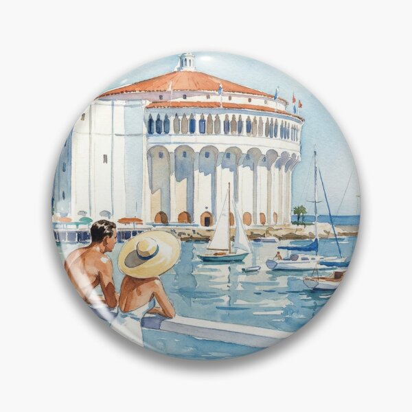 Item preview, Escape to Catalina - Vintage 1940s Avalon Harbor Travel Poster designed and sold by Cozy-Old-Pub.