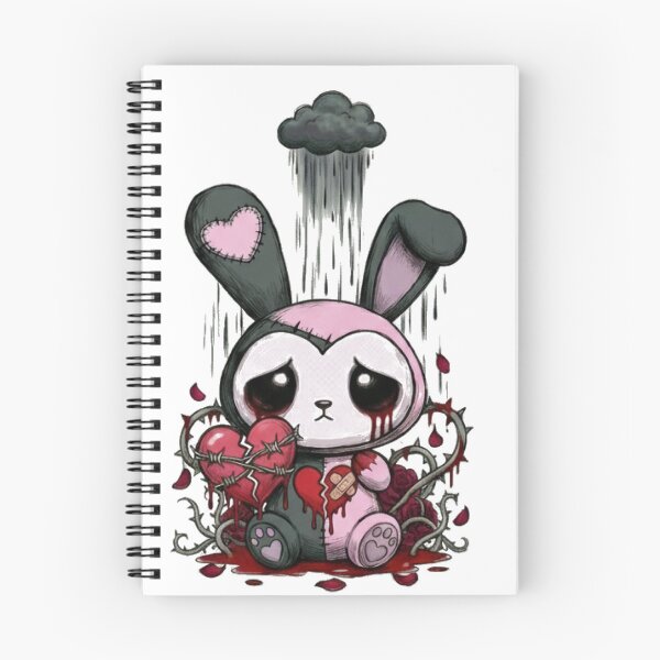 Item preview, Sad pastel goth bunny with broken heart and thorns designed and sold by ViviByPaula.
