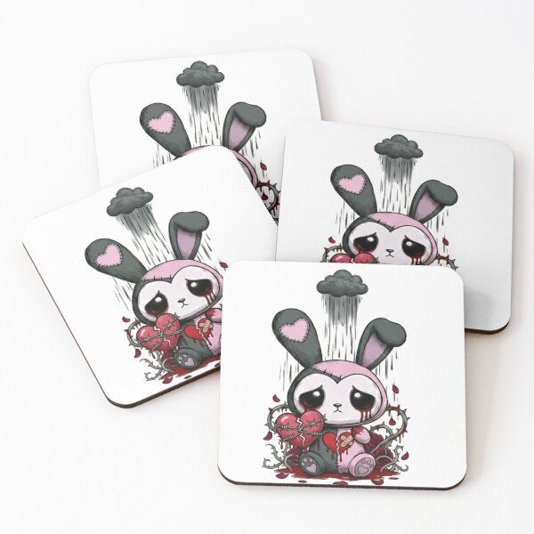 Item preview, Sad pastel goth bunny with broken heart and thorns designed and sold by ViviByPaula.