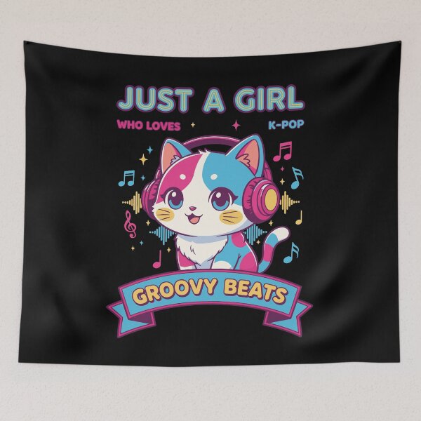 Item preview, Just A Girl Who Loves K-Pop Groovy Beats Korean designed and sold by LuminOrb.