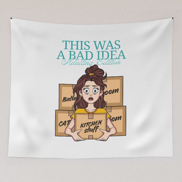 Item preview, Adulting Was a Bad Idea - Stressed Woman on Moving Day designed and sold by ObsidianDaz.