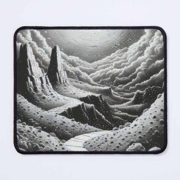 Item preview, Black and white fantasy landscape of a distant world designed and sold by Mianku | Für das Leben.