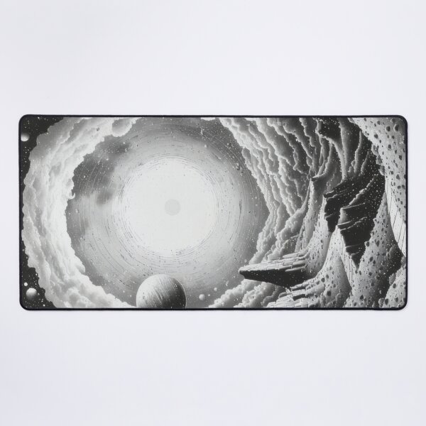 Item preview, Black and white fantasy landscape of a distant world designed and sold by Mianku | Für das Leben.