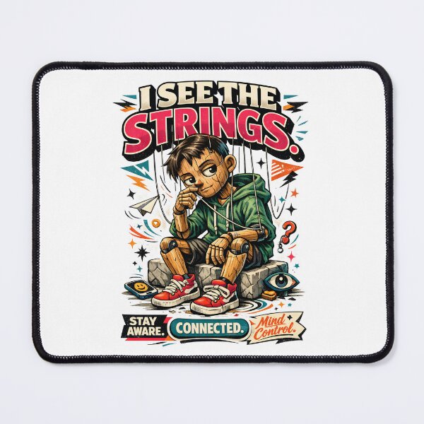 Item preview, I See The Strings Surreal Puppet Boy Streetwear Poster - Social Media Awareness Pop Art - Digital Mind Control Wall Decor - Aesthetic Graphic Tee Design for Truth Seekers by Vivaan Studio designed and sold by Vivaan Studio.