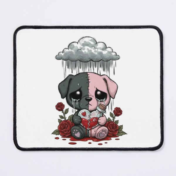 Item preview, Crying pastel goth dog holding heart potion bottle designed and sold by ViviByPaula.
