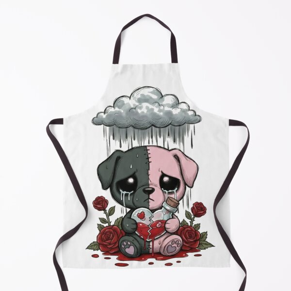 Item preview, Crying pastel goth dog holding heart potion bottle designed and sold by ViviByPaula.