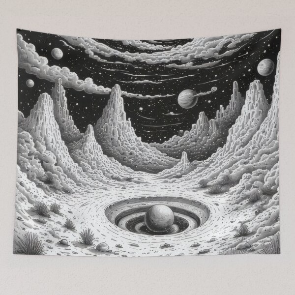 Item preview, Astral monochrome landscape with cosmic sphere designed and sold by Mianku | Für das Leben.