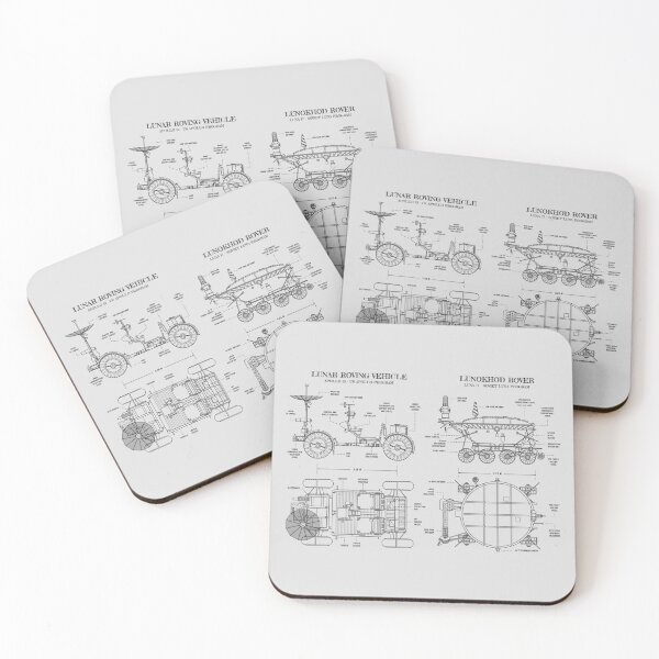 Item preview, Lunar Roving Vehicle and Lunokhod rover. Moon Exploration (White Stencil - No Background) designed and sold by BGALAXY.