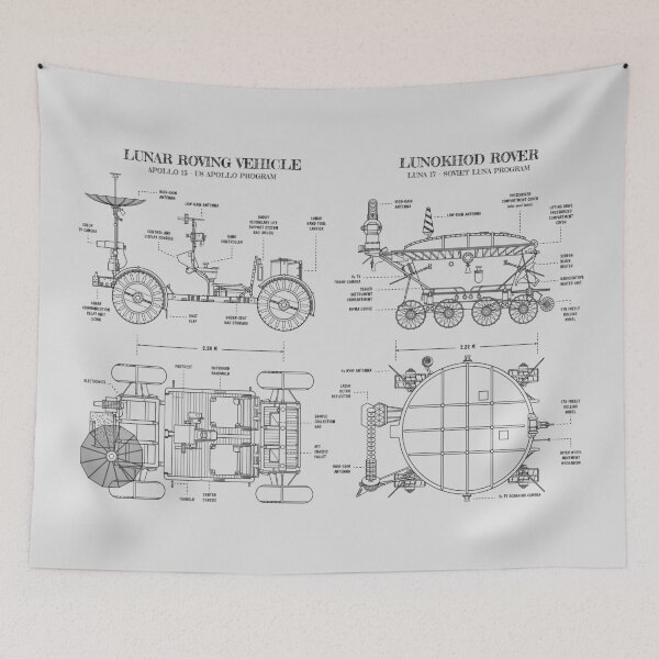 Item preview, Lunar Roving Vehicle and Lunokhod rover. Moon Exploration (White Stencil - No Background) designed and sold by BGALAXY.