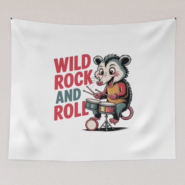 Item preview, Back Alley Rock & Roll Drumming Opossum Cartoon Music Art designed and sold by KapiPrint.