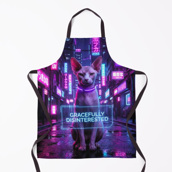 Item preview, Gracefully Disinterested - Cyberpunk Sphynx Cat in Neon Tokyo designed and sold by AngelBlessing.