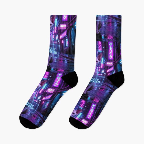 Item preview, Gracefully Disinterested - Cyberpunk Sphynx Cat in Neon Tokyo designed and sold by AngelBlessing.