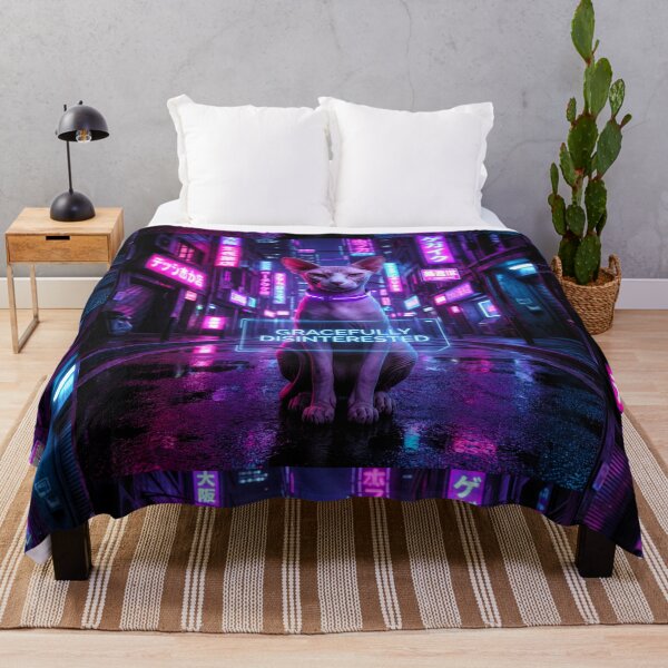 Item preview, Gracefully Disinterested - Cyberpunk Sphynx Cat in Neon Tokyo designed and sold by AngelBlessing.