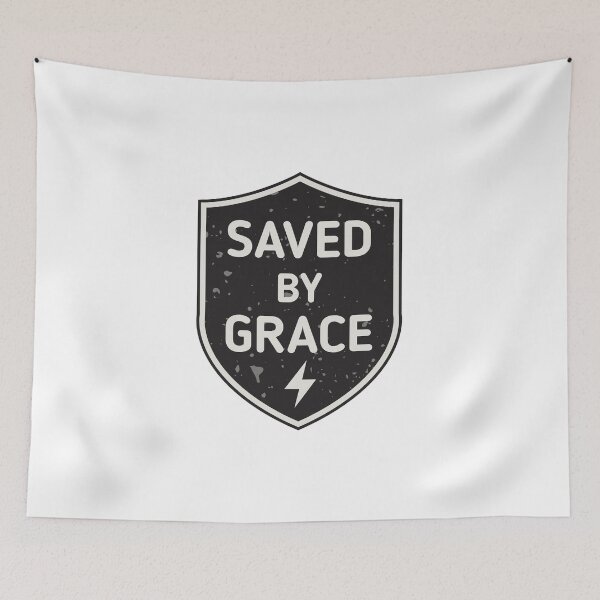 Item preview, Saved by Grace Christian Shield Badge designed and sold by StickifyArt.