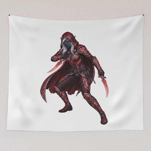 Item preview, Crimson Shadow Assassin - Dark Elf Rogue - Red Fantasy Art designed and sold by SlomianyPisarz.