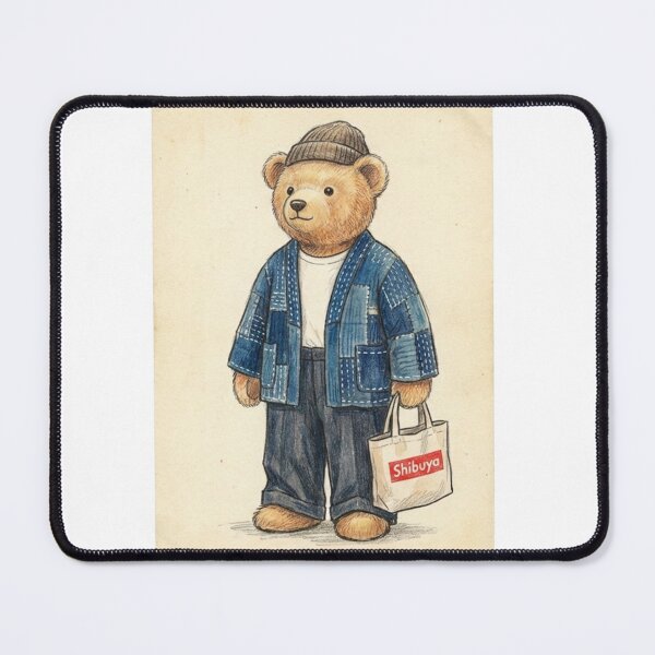 Item preview, Indigo Sashiko Bear - Shibuya Tote Bag Vintage Style designed and sold by Maison Taro.