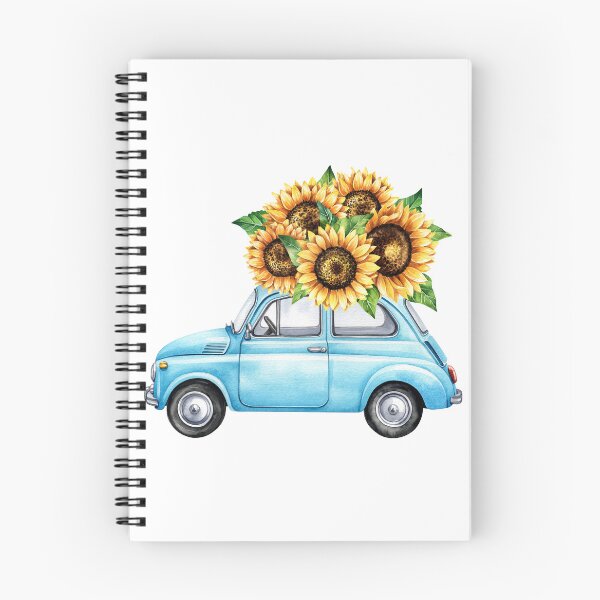 Item preview, Retro Blue Car Sunflower Illustration designed and sold by Rutvain.