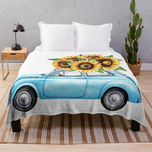 Item preview, Retro Blue Car Sunflower Illustration designed and sold by Rutvain.